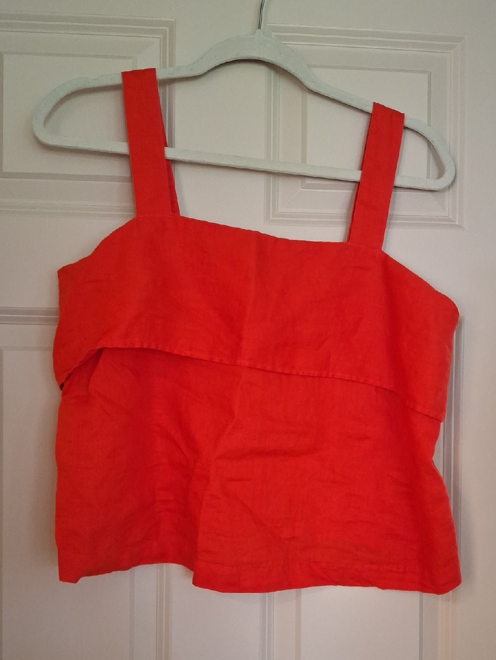 Banana Republic Bright Red Linen Square-Neck Tank
